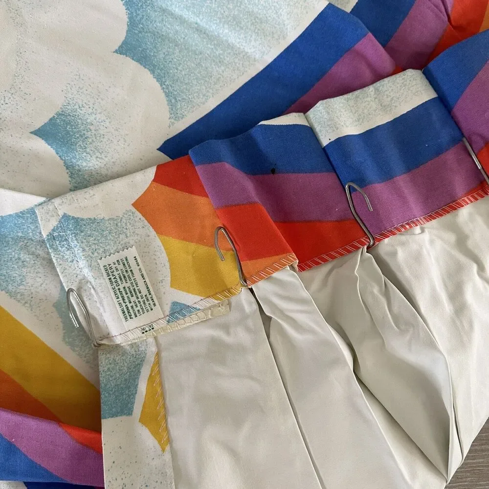 Vintage Sears Roebuck Rainbow Clouds Drapes Curtain Panels Set of 2 Pinch Pleat